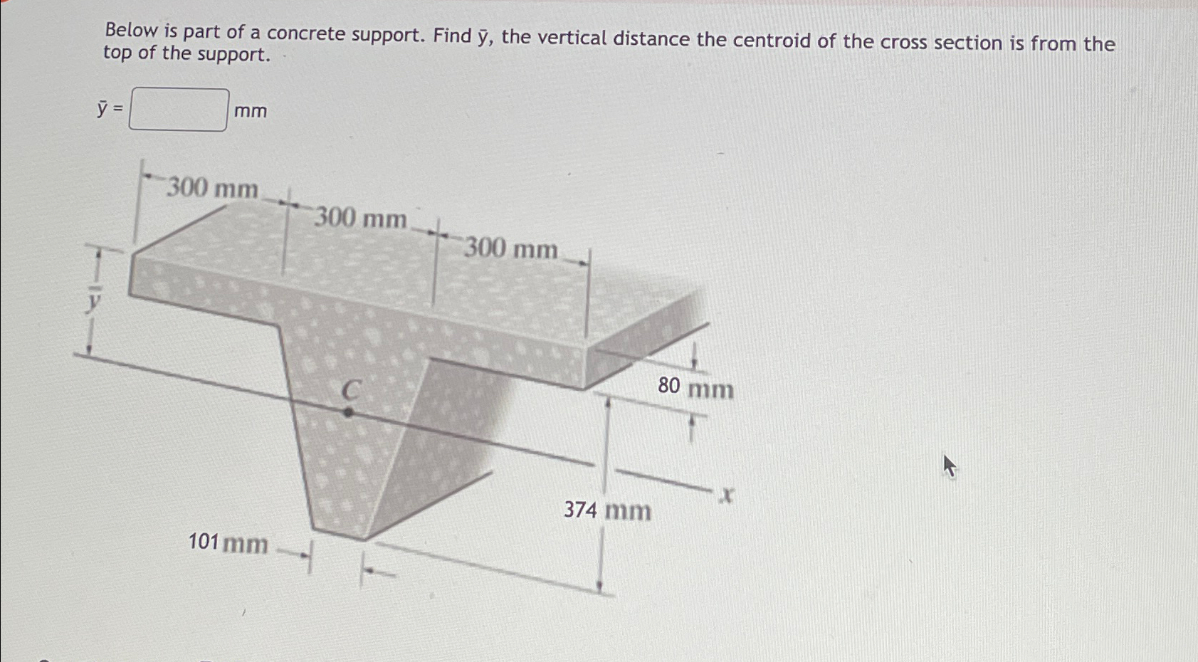 Below is part of a concrete support. Find ? b a r