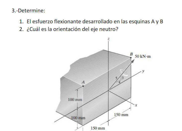 3 . - Determine: El esfuerzo flexionante