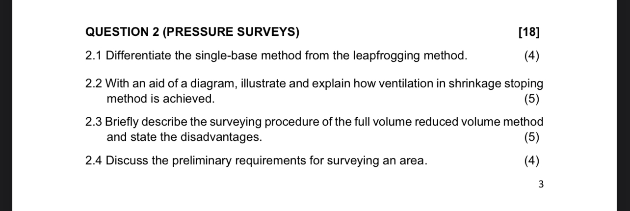 QUESTION 2 ( PRESSURE SURVEYS ) [ 1 8 ] 2 . 1