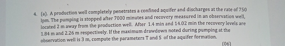 ( a ) . A production well completely penetrates a