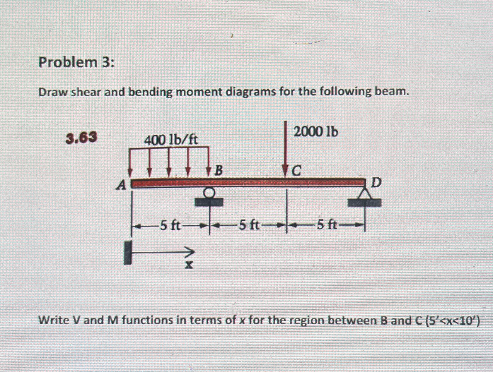 J Problem 3 : Draw shear and bending moment