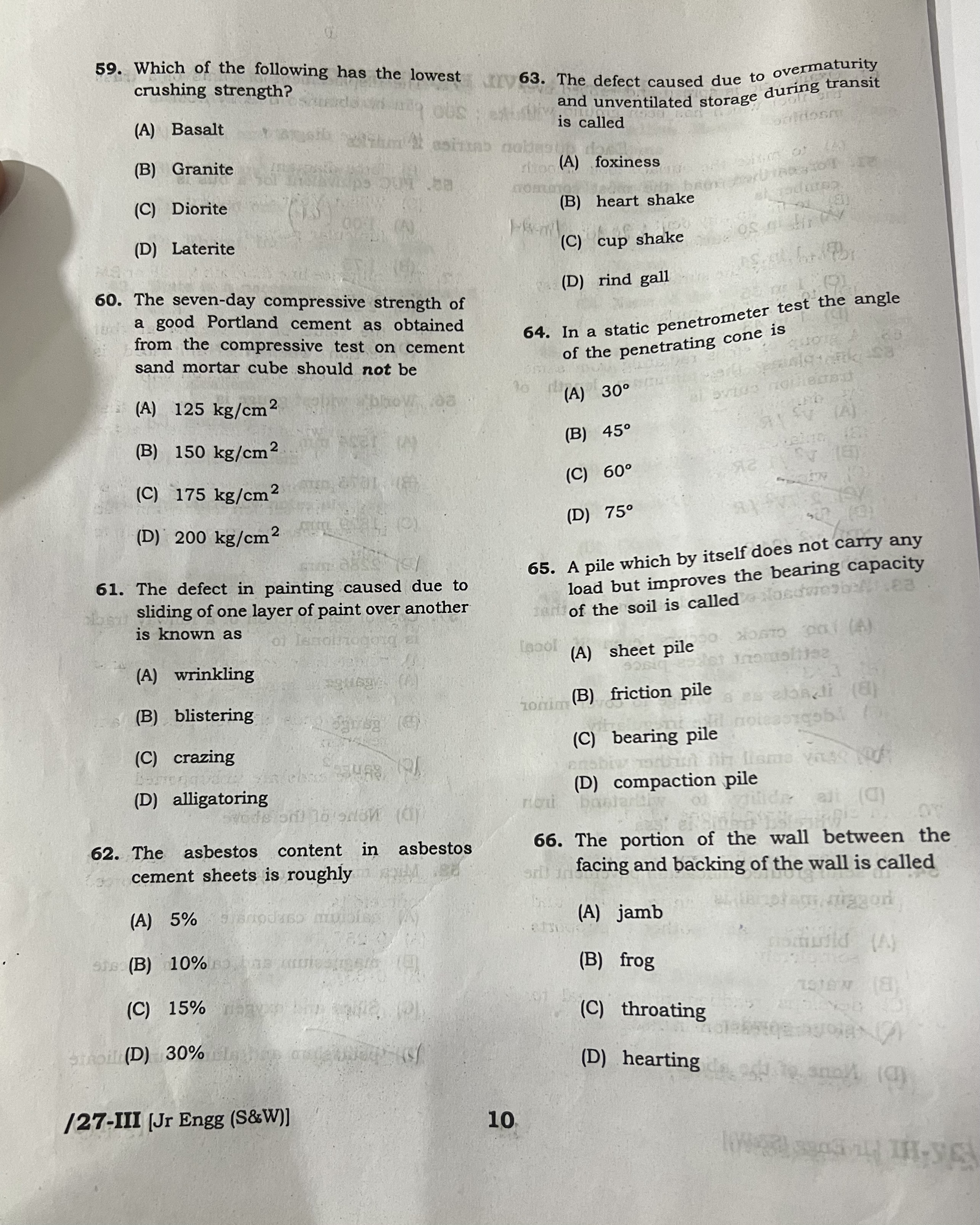 Which of the following has the lowest crushing