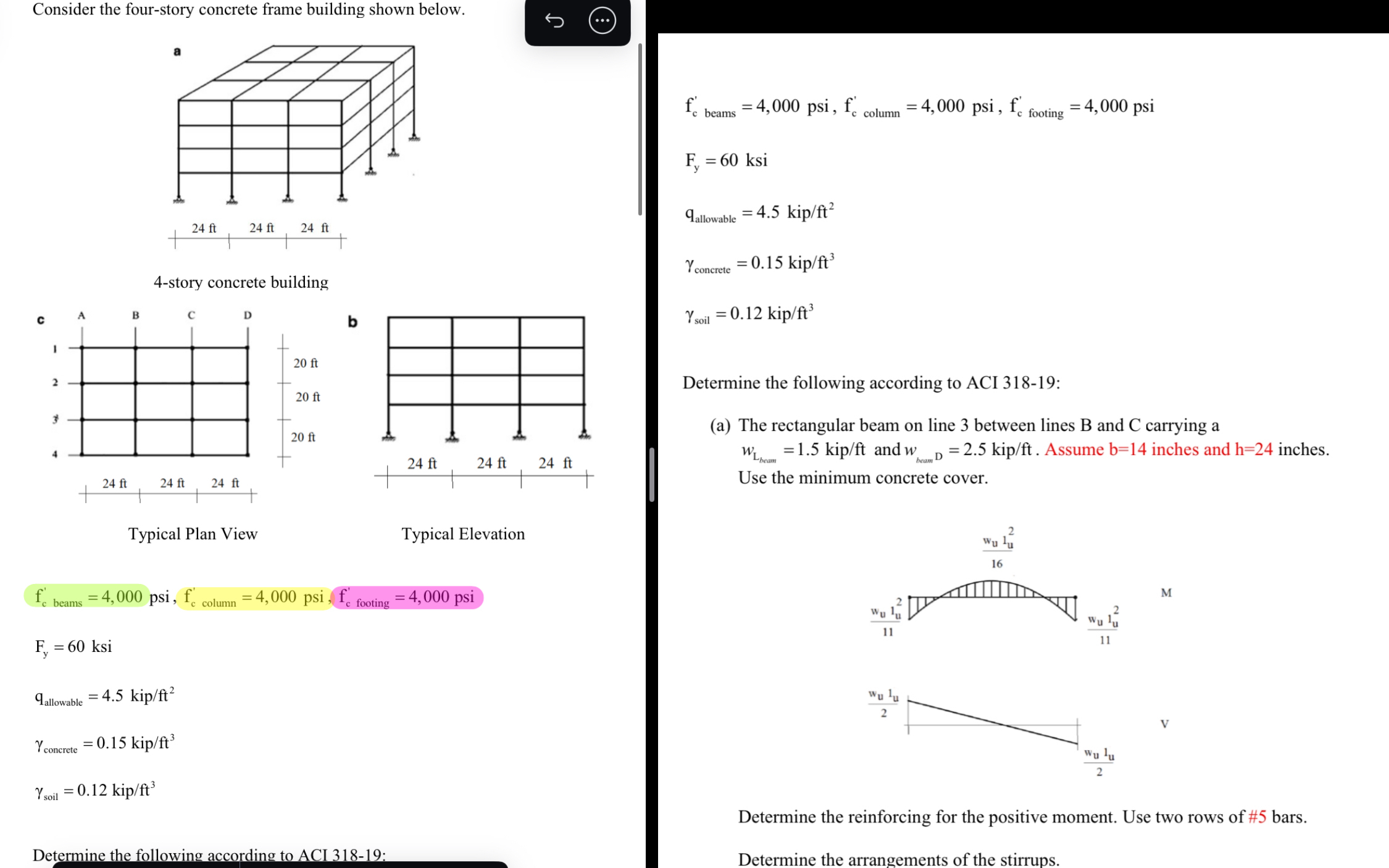 Consider the four - story concrete frame building