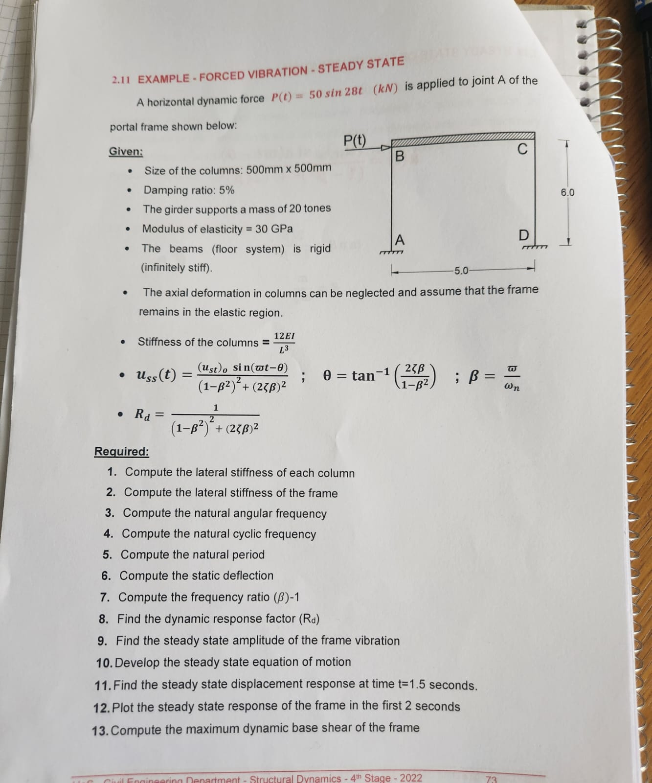 2 . 1 1 EXAMPLE - FORCED VIBRATION - STEADY STATE