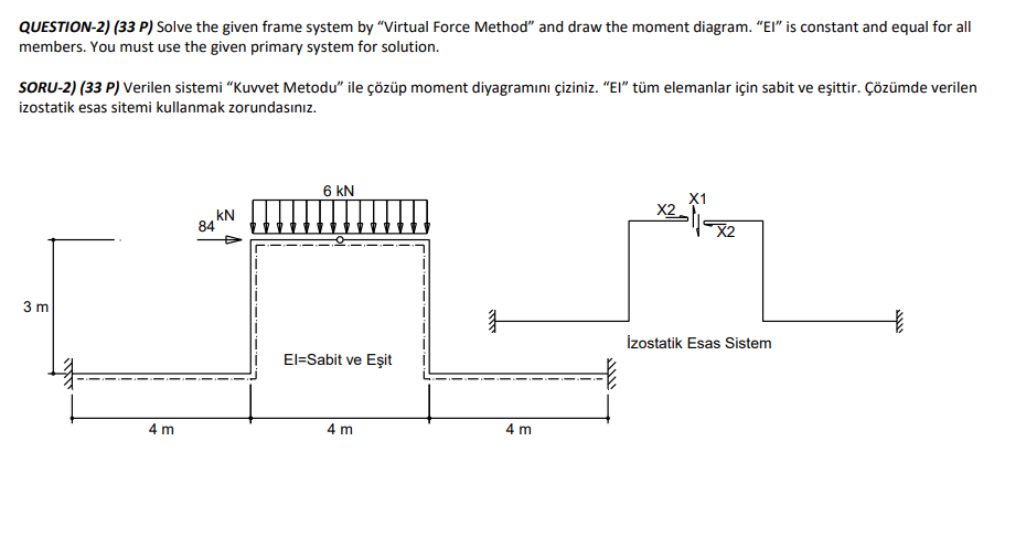 QUESTION - 2 ) ( 3 3 P ) Solve the given frame