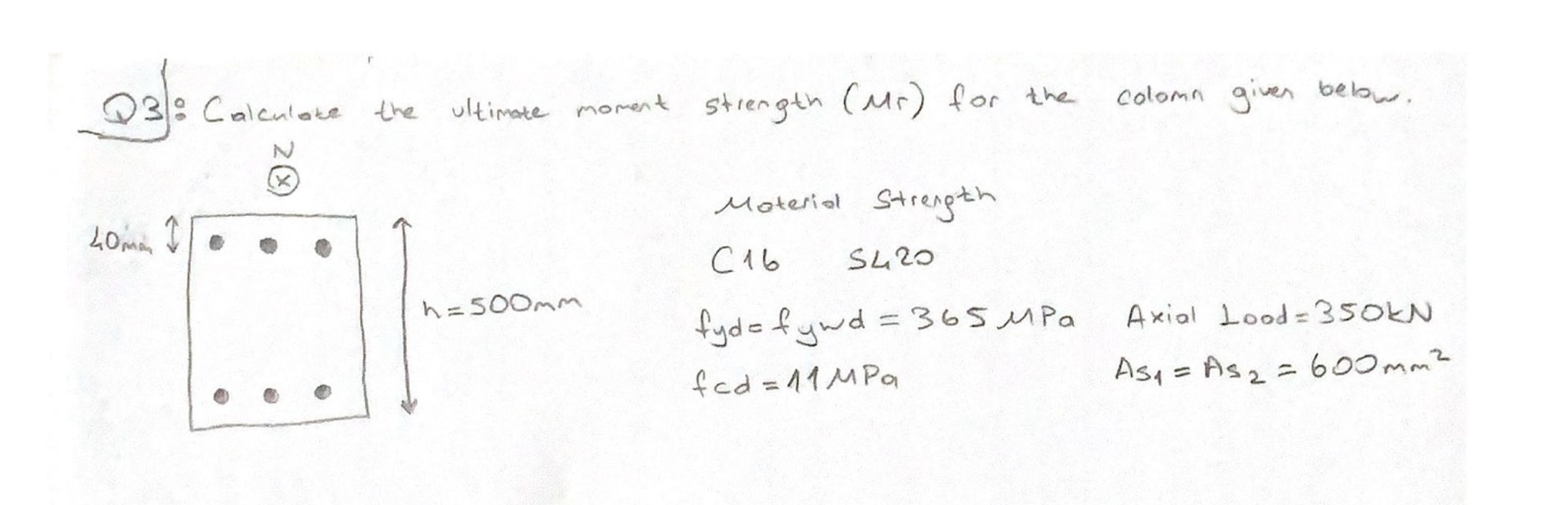 Q 3 :: Calculake the ultimate moment strength (