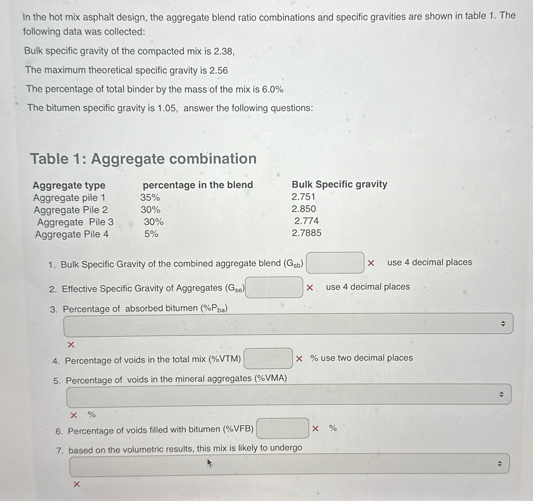 In the hot mix asphalt design, the aggregate