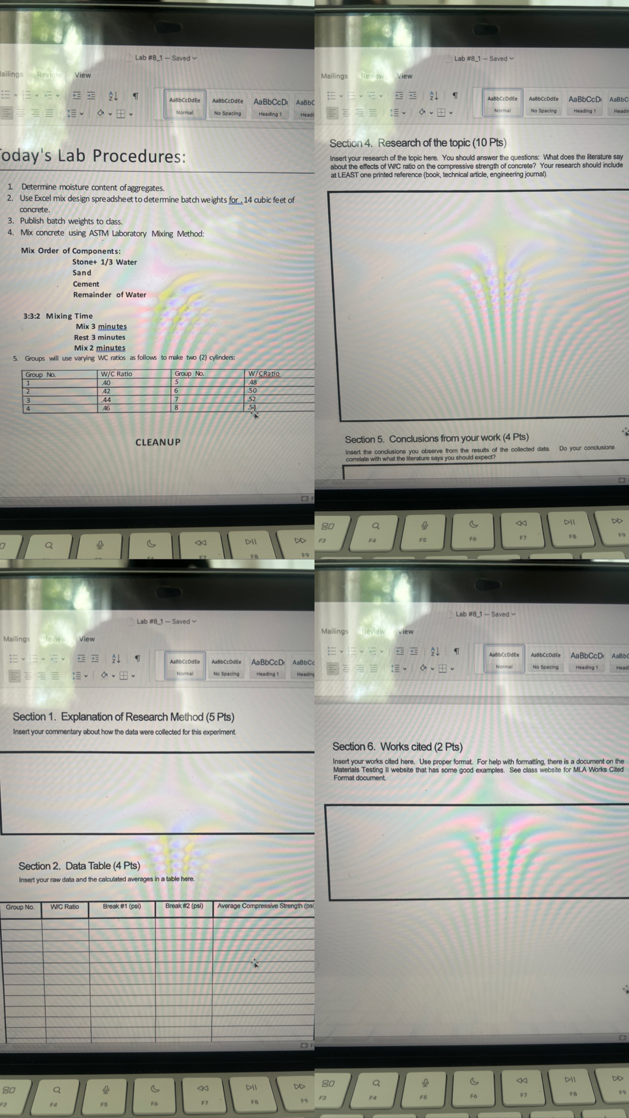Im group 4 w / c ratio = . 4 6 please answer all