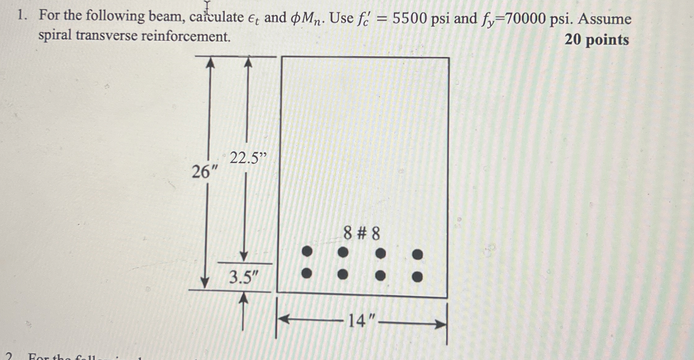 For the following beam, caiculate l o n t and M n