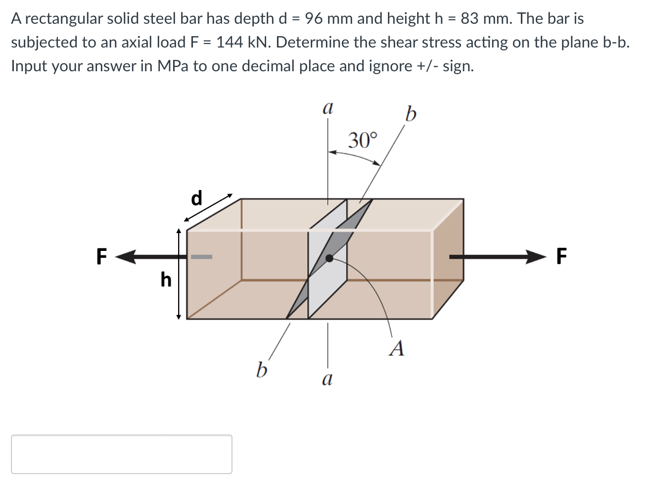 A rectangular solid steel bar has depth d = 9 6 m