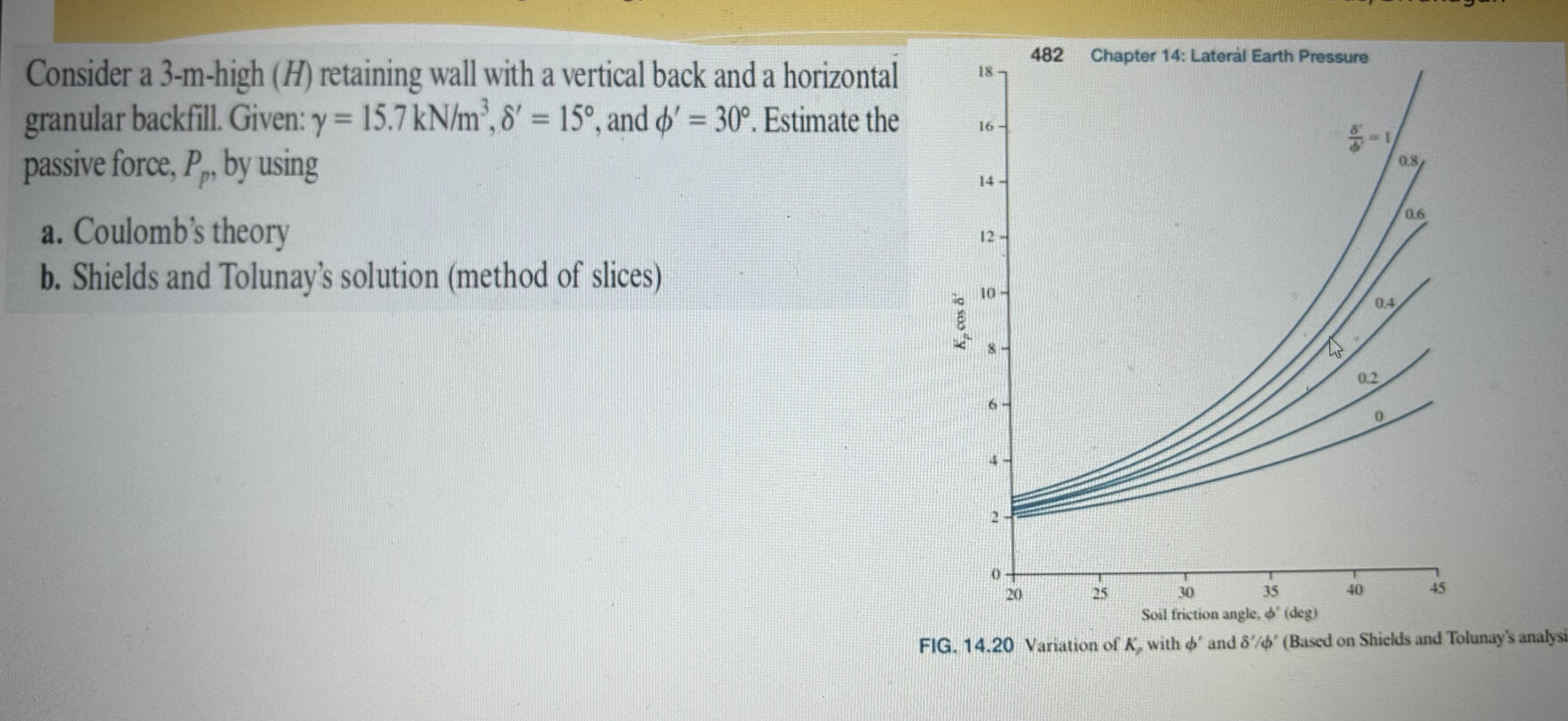 Consider a 3 - m - high ( H ) retaining wall with