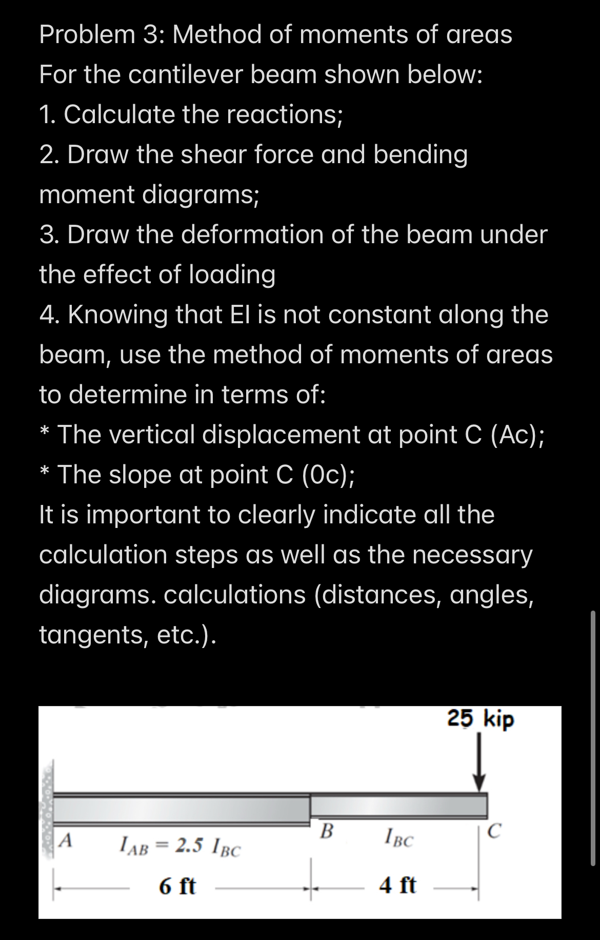 Problem 3 : Method of moments of areas For the