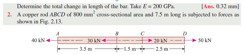 Determine the total change in length of the bar.
