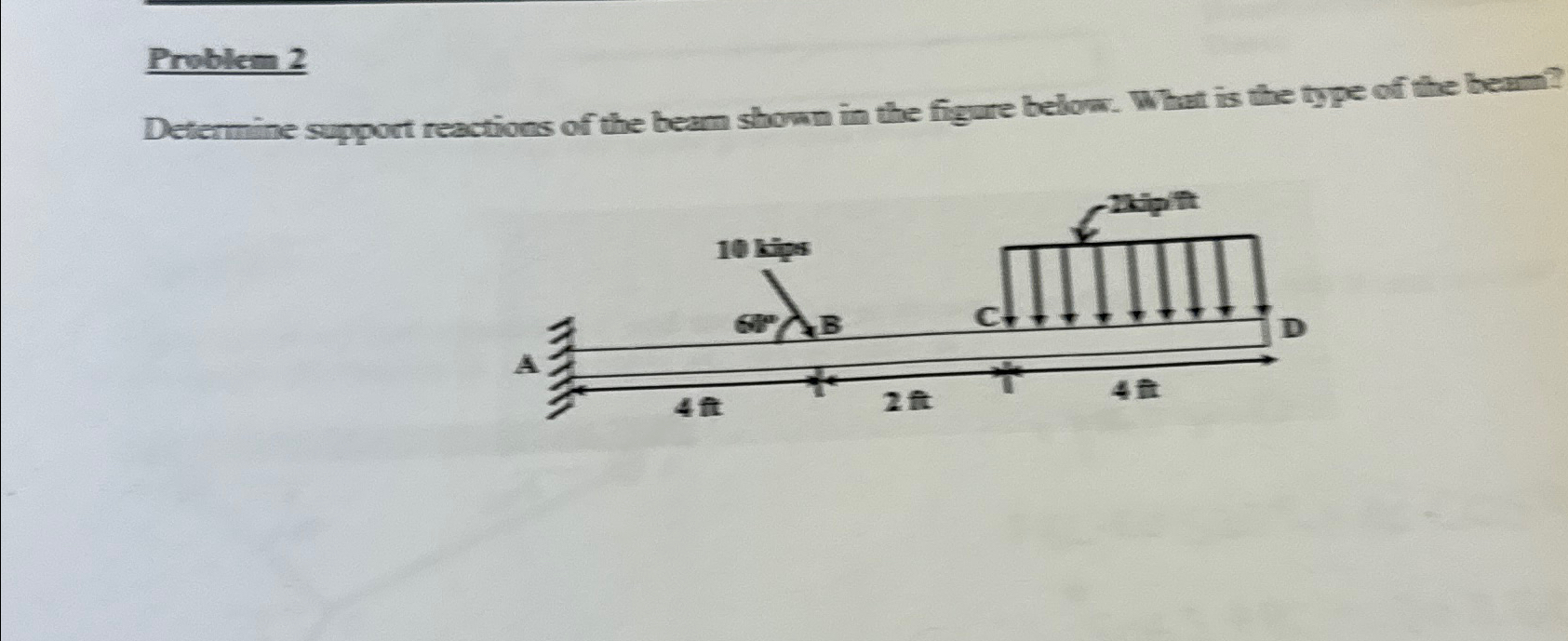 Problem 2 Determine support reactions of the beam