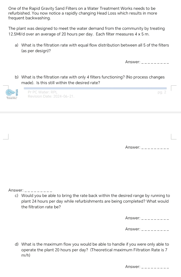 One of the Rapid Gravity Sand Filters on a Water