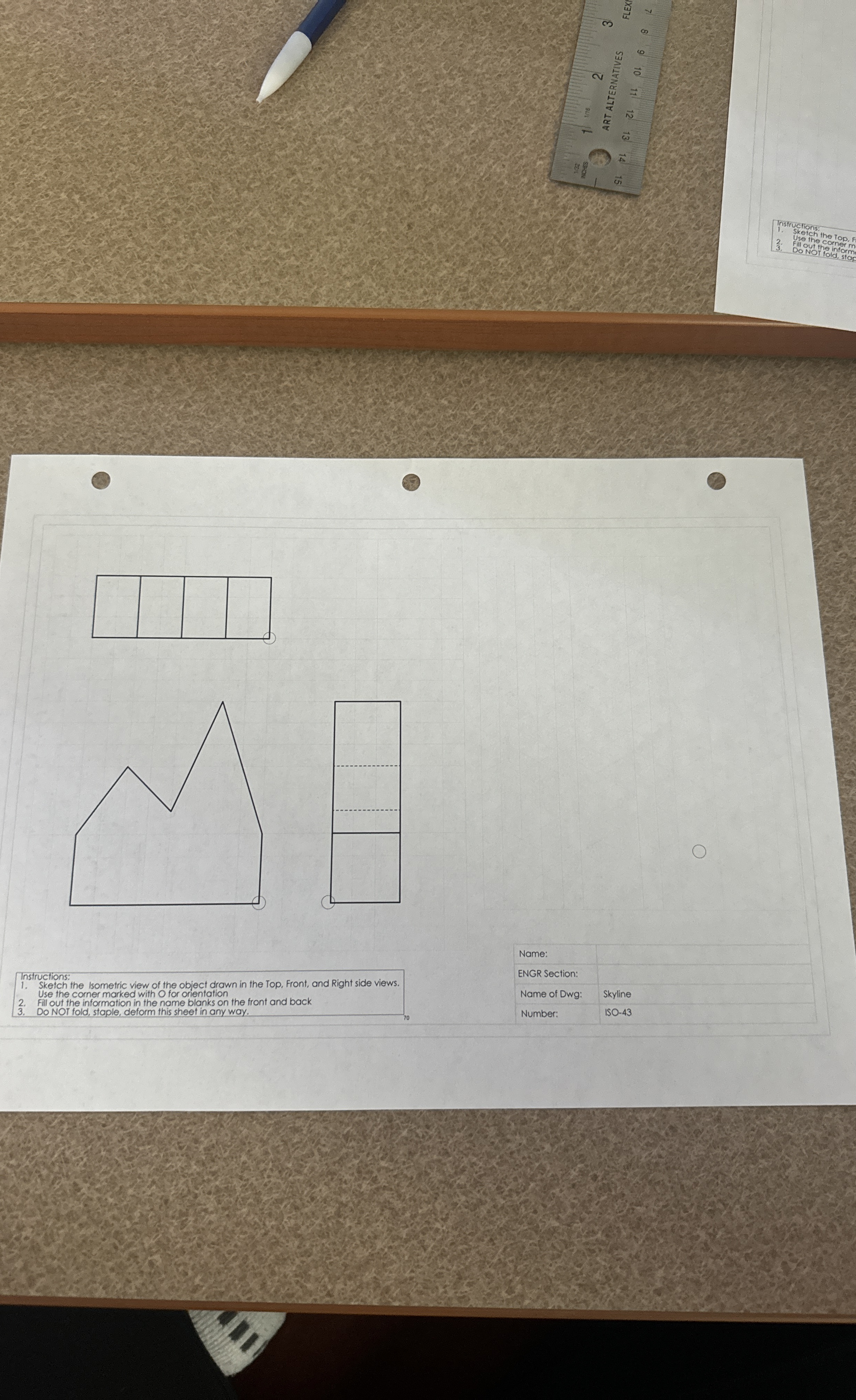 5 In structions: Sketch the Isometric view of the