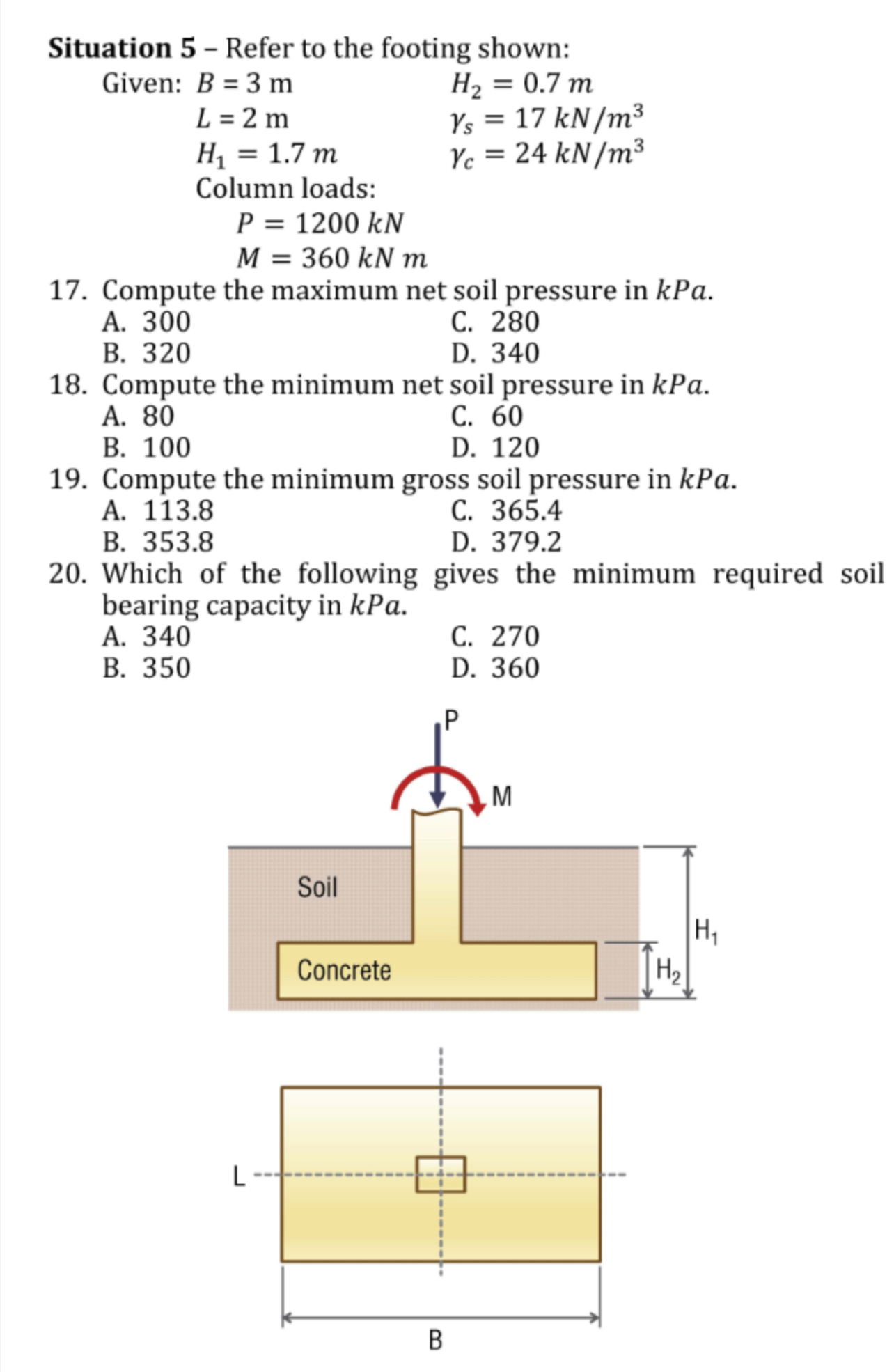 Situation 5 - Refer to the footing shown: Given: