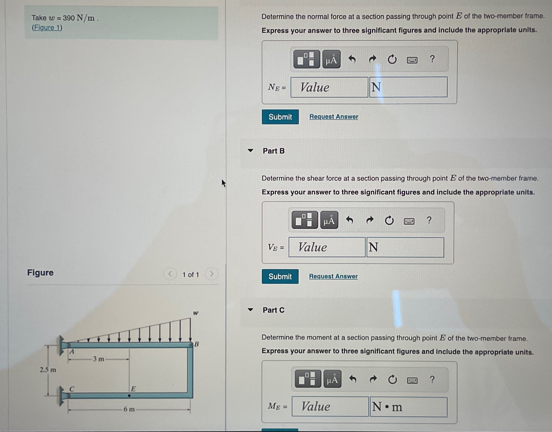 Take w = 3 9 0 N m . ( Figure 1 ) Figure 1 of 1