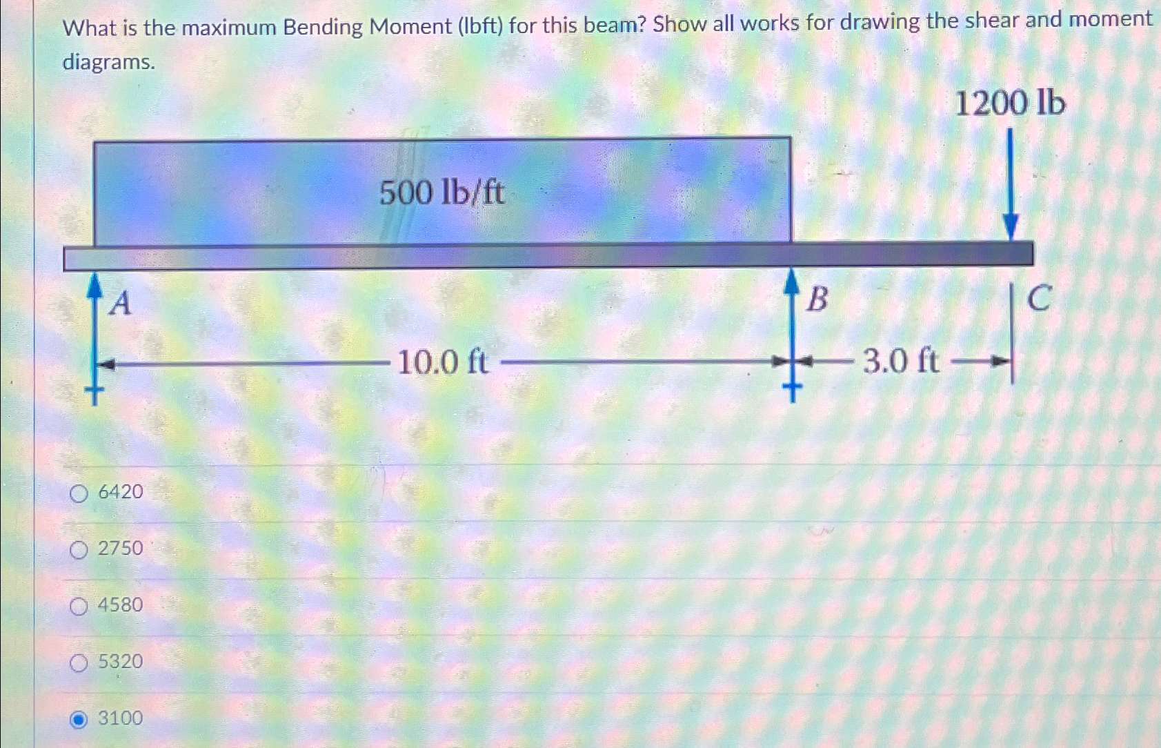 What is the maximum Bending Moment ( lbft ) for