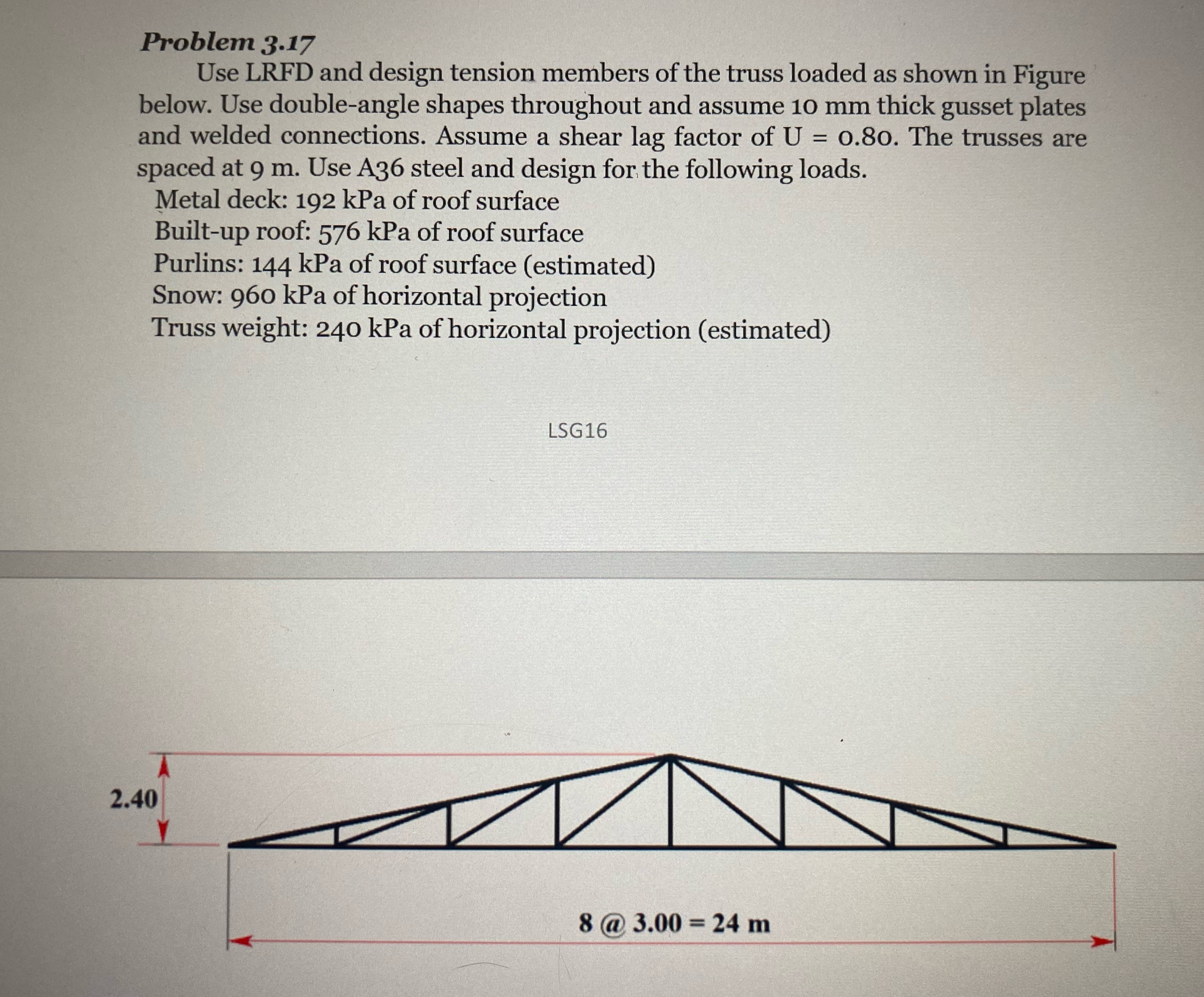 Problem 3 . 1 7 Use LRFD and design tension