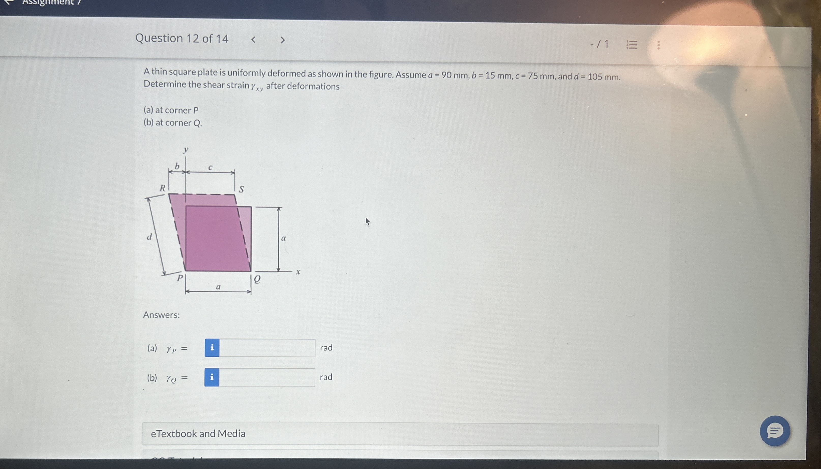 Question 1 2 of 1 4 - 1 A thin square plate is