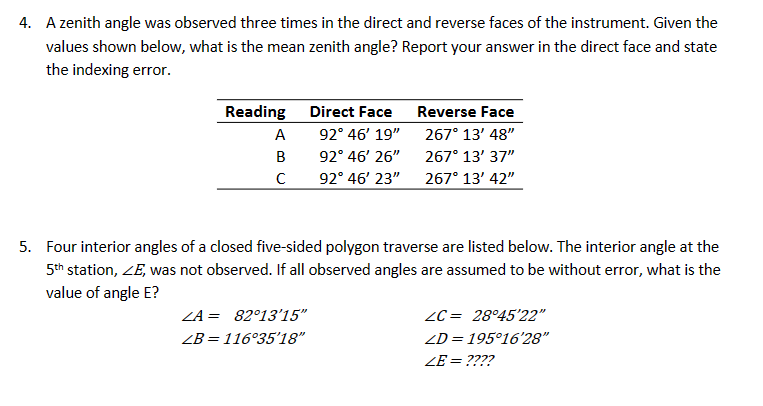 A zenith angle was observed three times in the