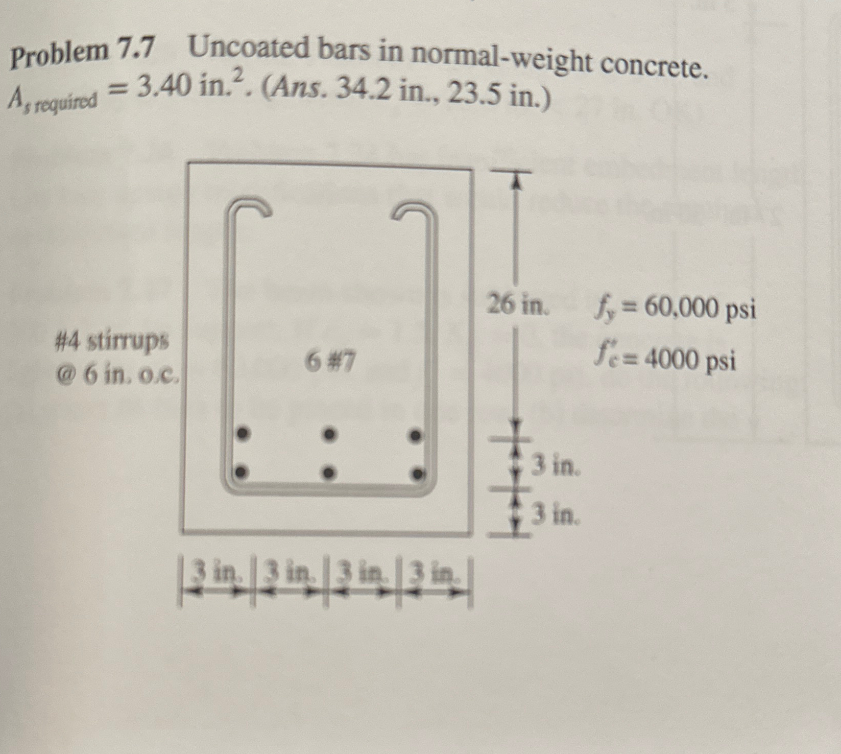 Problem 7 . 7 Uncoated bars in normal - weight