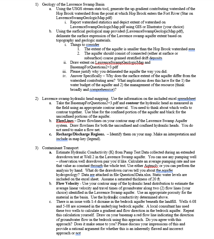 1 ) Geology of the Lawrence Swamp Basin a . Using