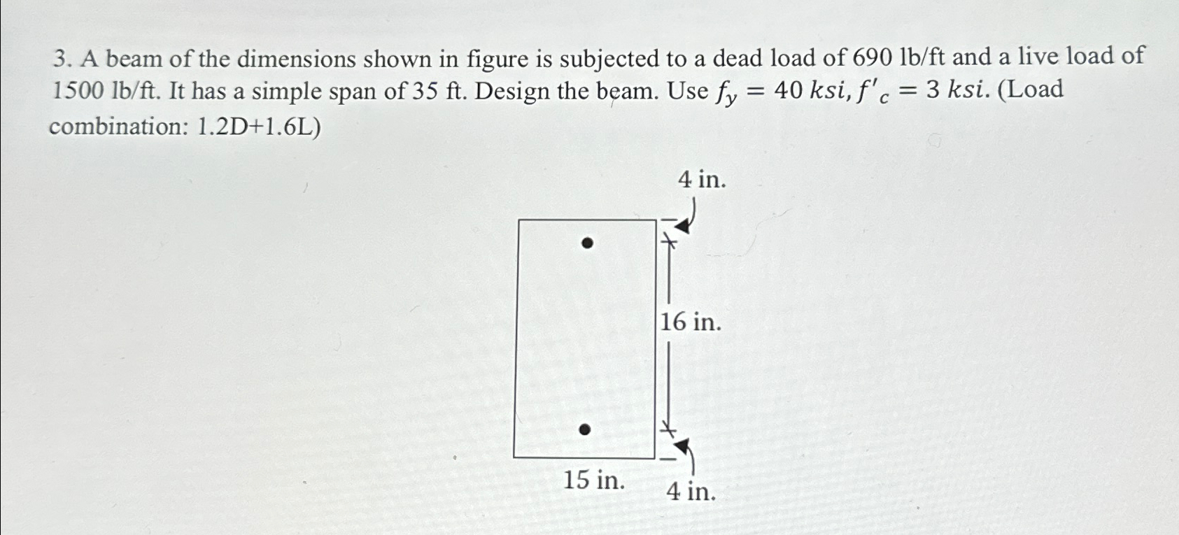 A beam of the dimensions shown in figure is