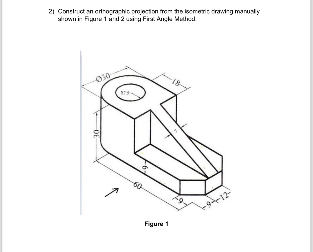 Construct an orthographic projection from the