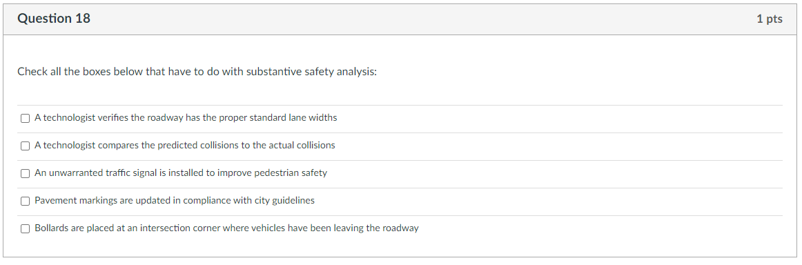 Question 1 8 Check all the boxes below that have