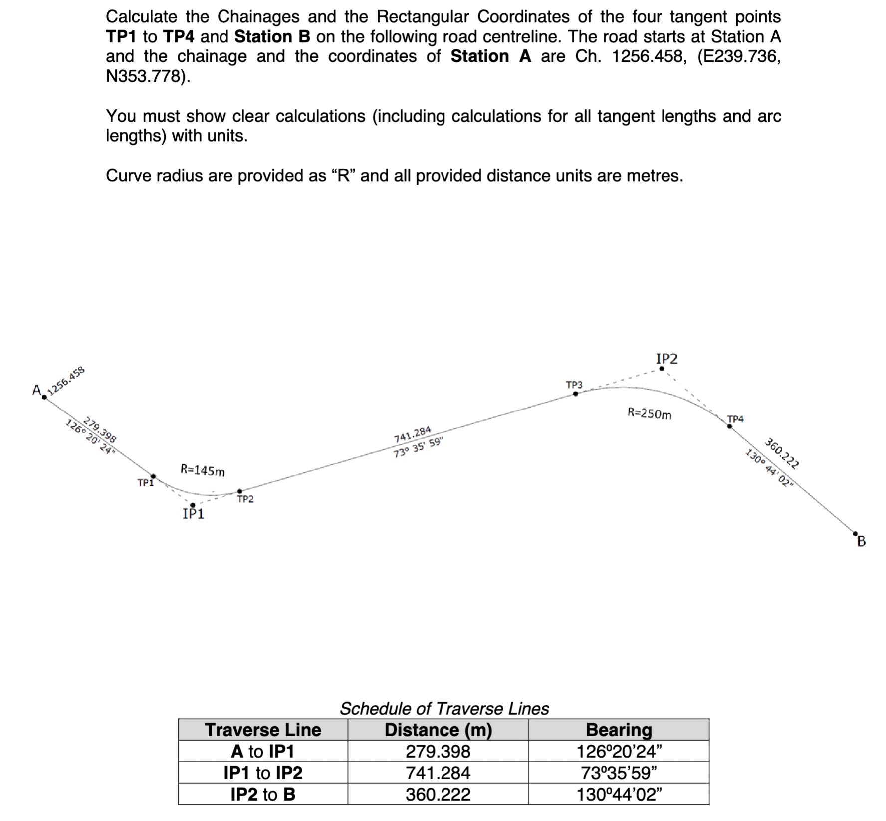 Calculate the Chainages and the Rectangular
