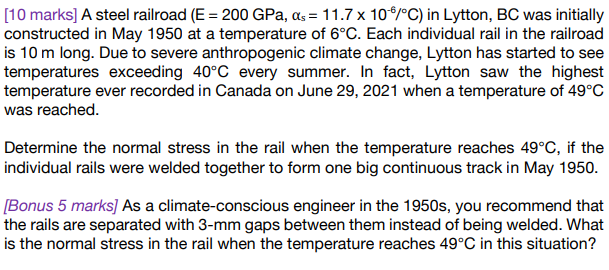 Show steps please A steel railroad ( E = 2 0 0