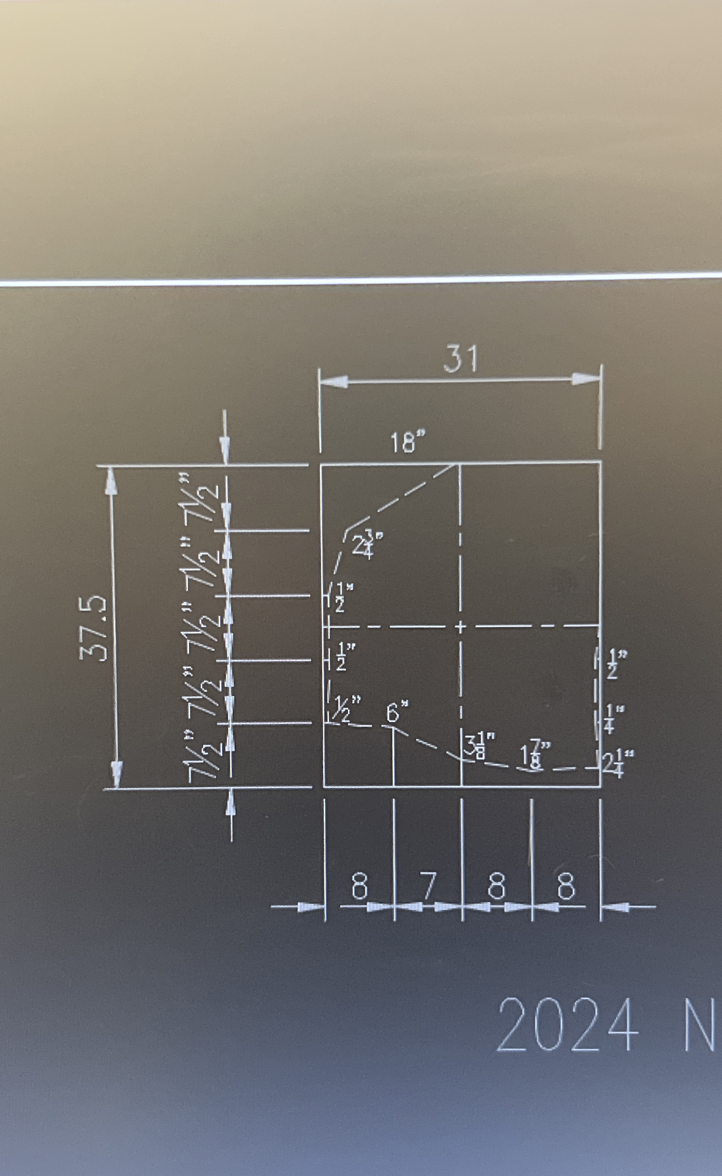 Find the Area of this Irregular shape in Sq in .