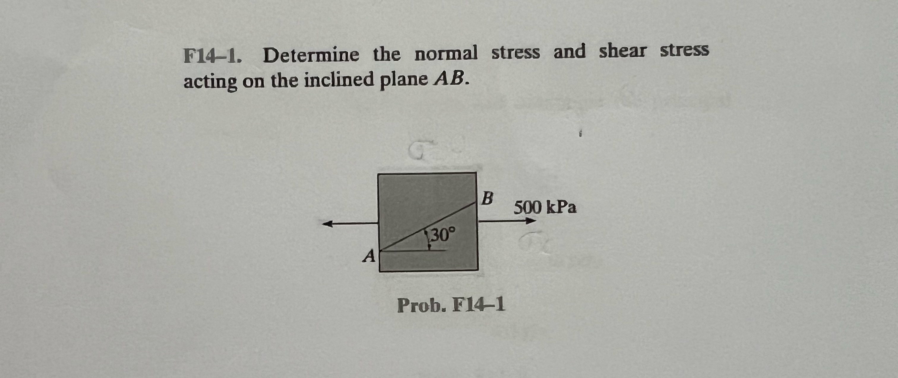 F 1 4 - 1 . Determine the normal stress and shear