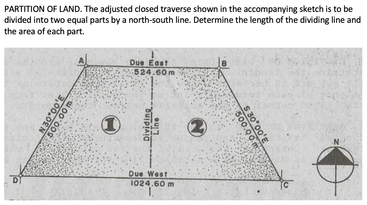PARTITION OF LAND. The adjusted closed traverse