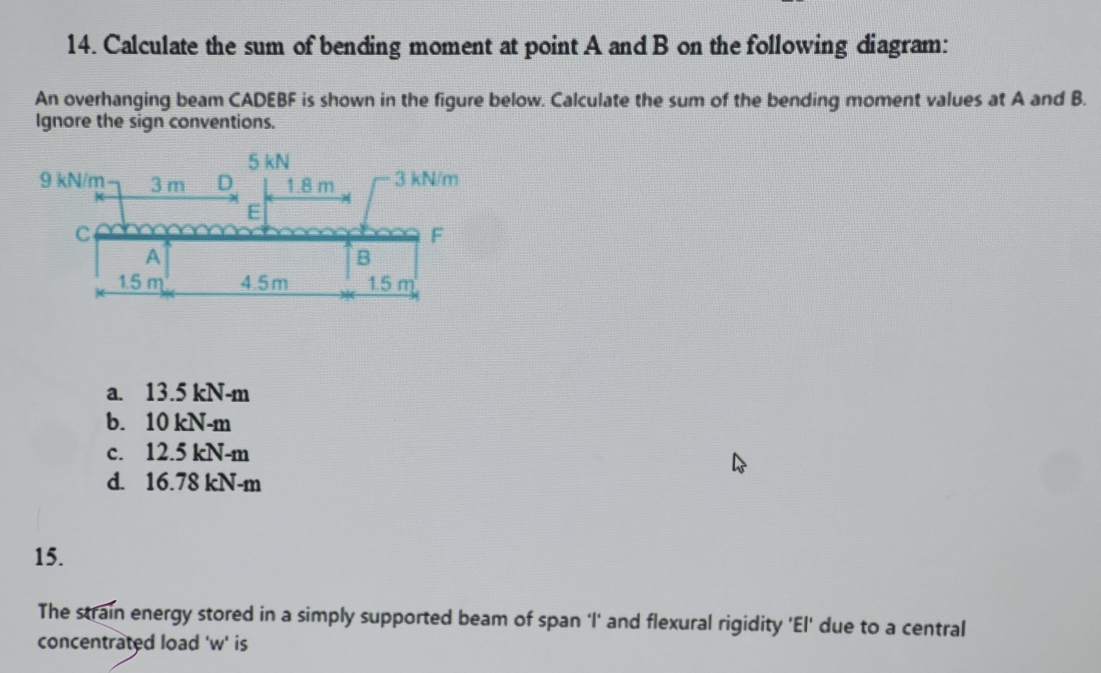 Calculate the sum of bending moment at point A