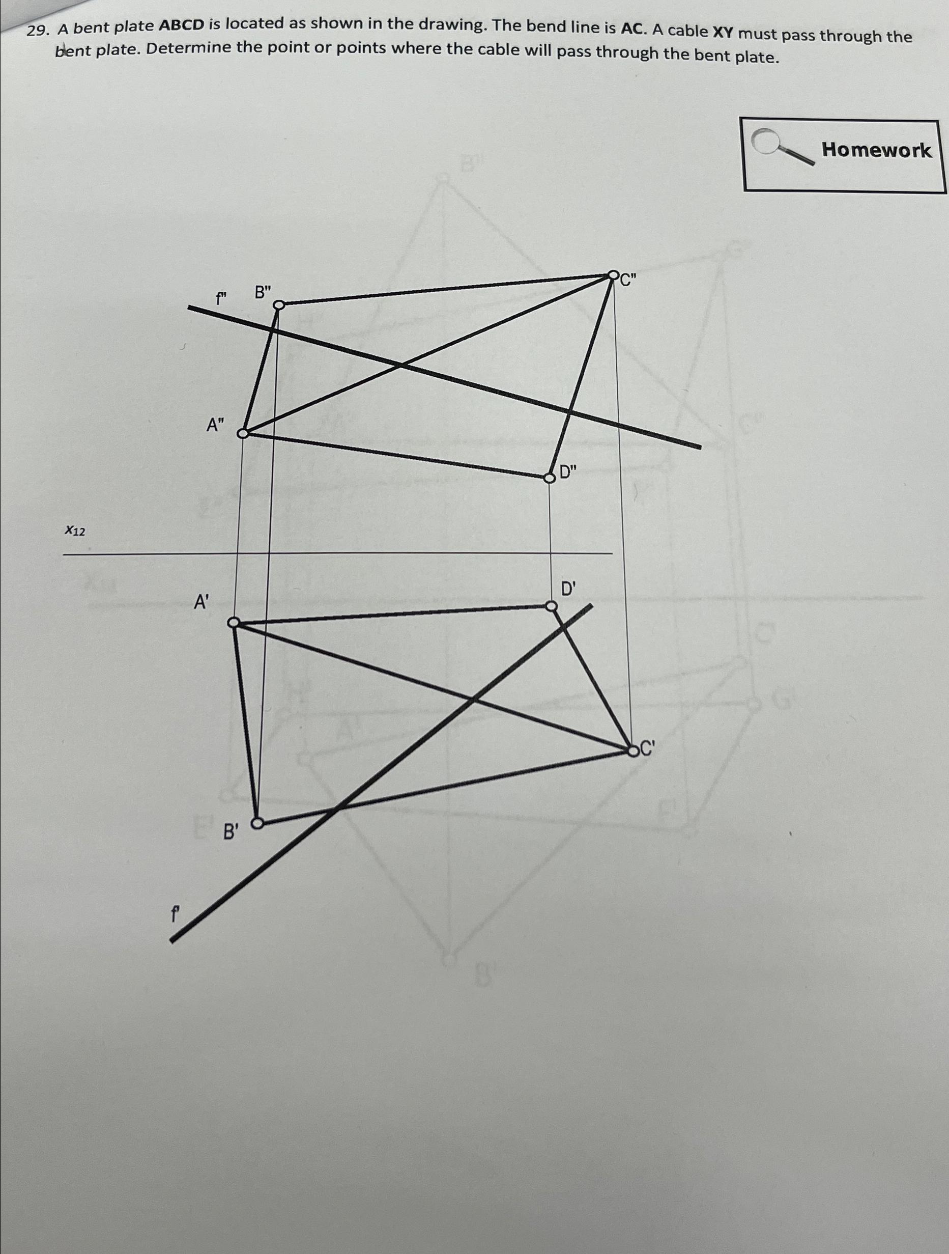 A bent plate ABCD is located as shown in the