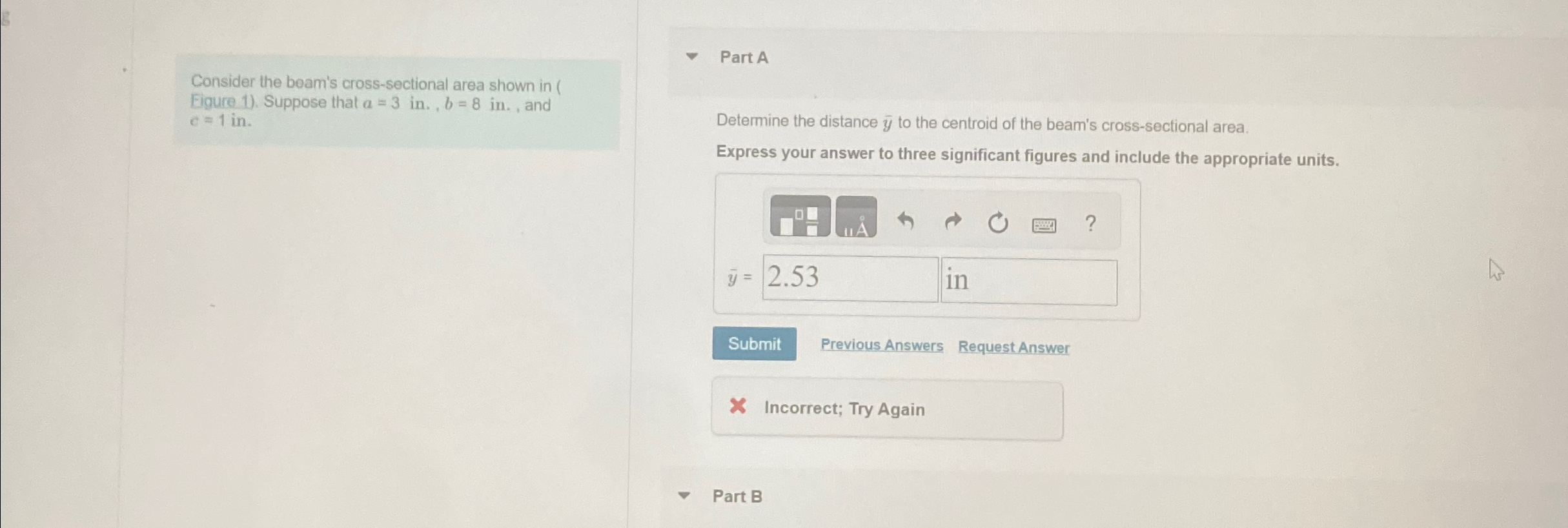 Consider the beam's cross - sectional area shown