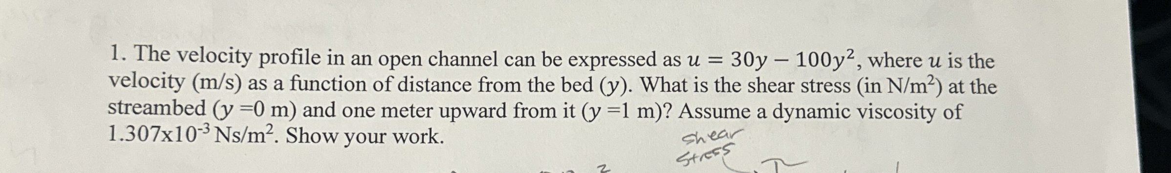 The velocity profile in an open channel can be
