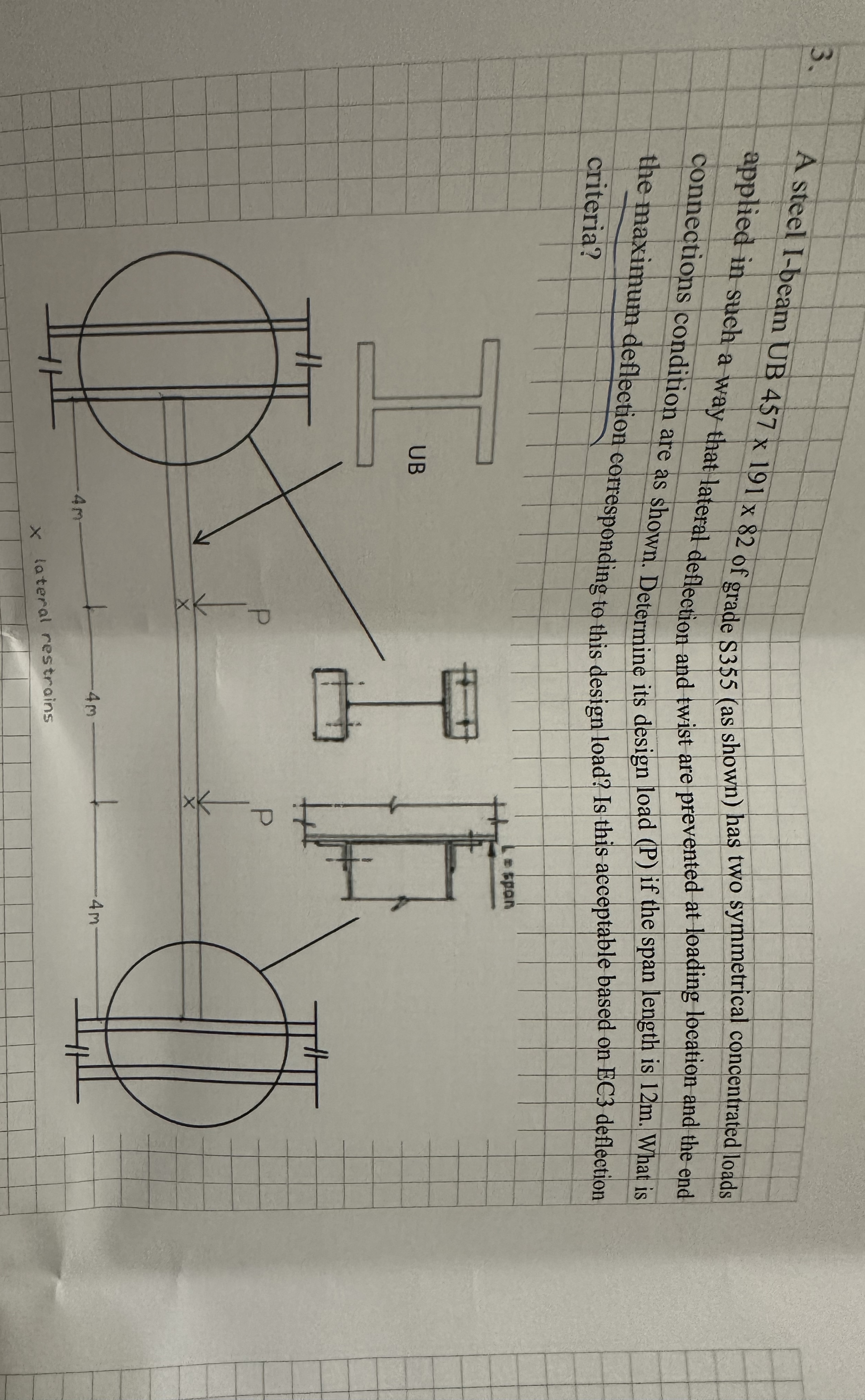 A steel I - beam UB 4 5 7 1 9 1 8 2 of grade S 3