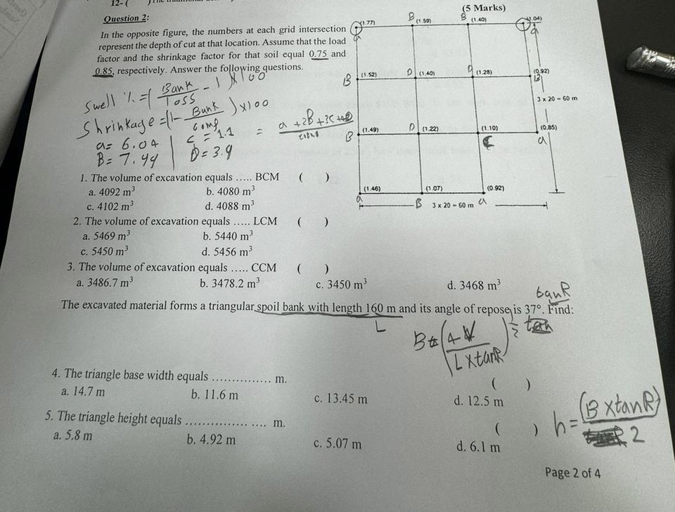 Question 2 : In the opposite figure, the numbers