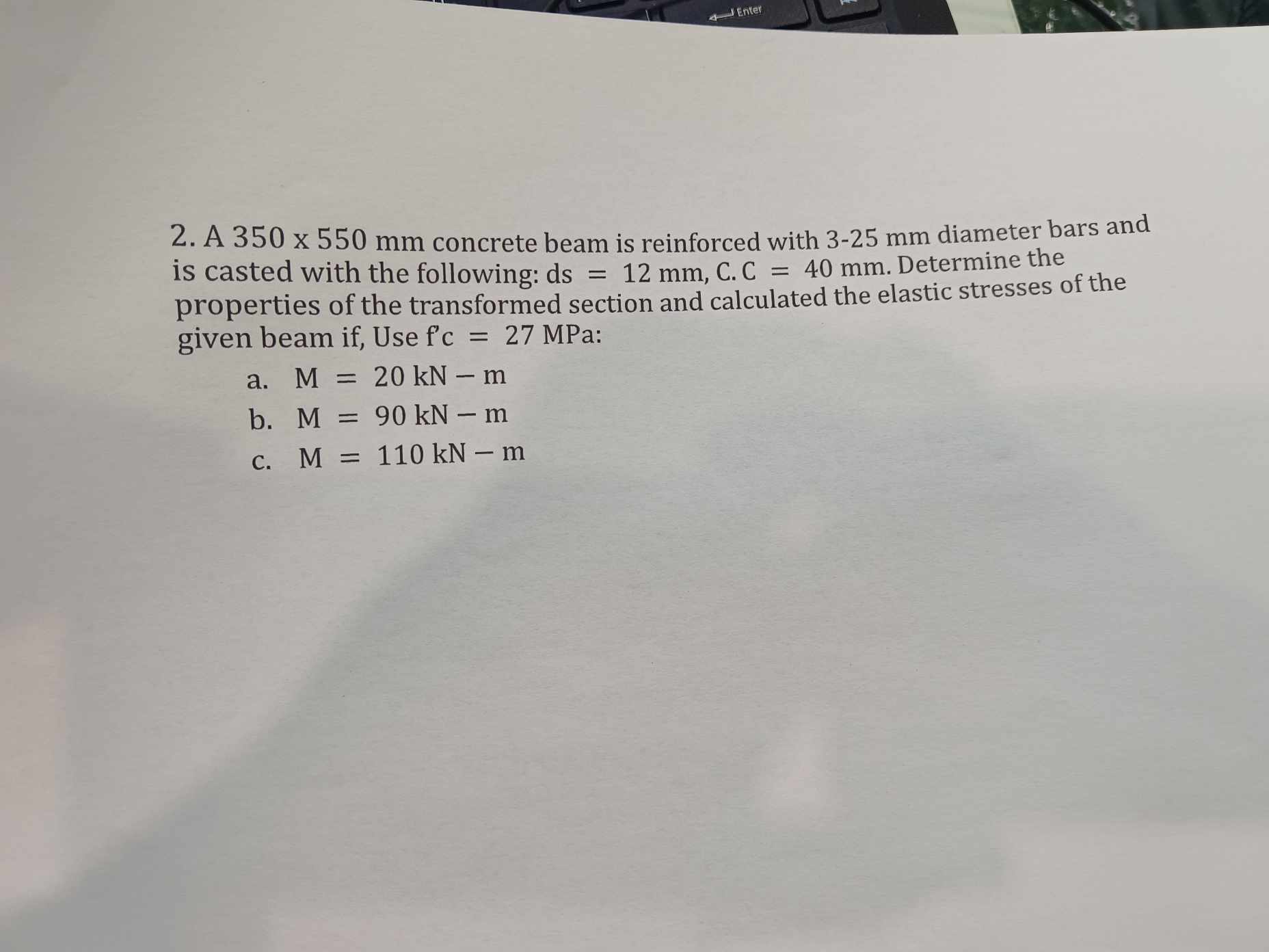 A 3 5 0 5 5 0 m m concrete beam is reinforced