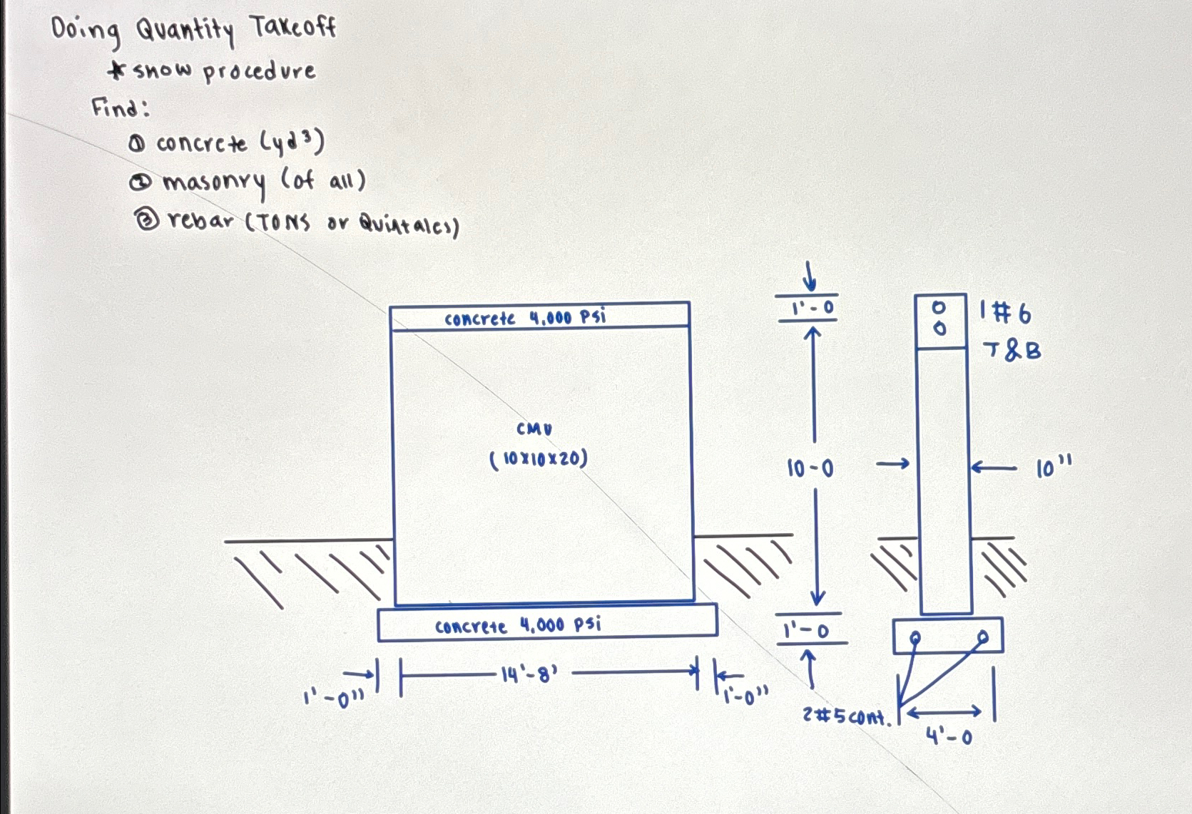 Doing Quantity Take off snow procedure Find: ( 1