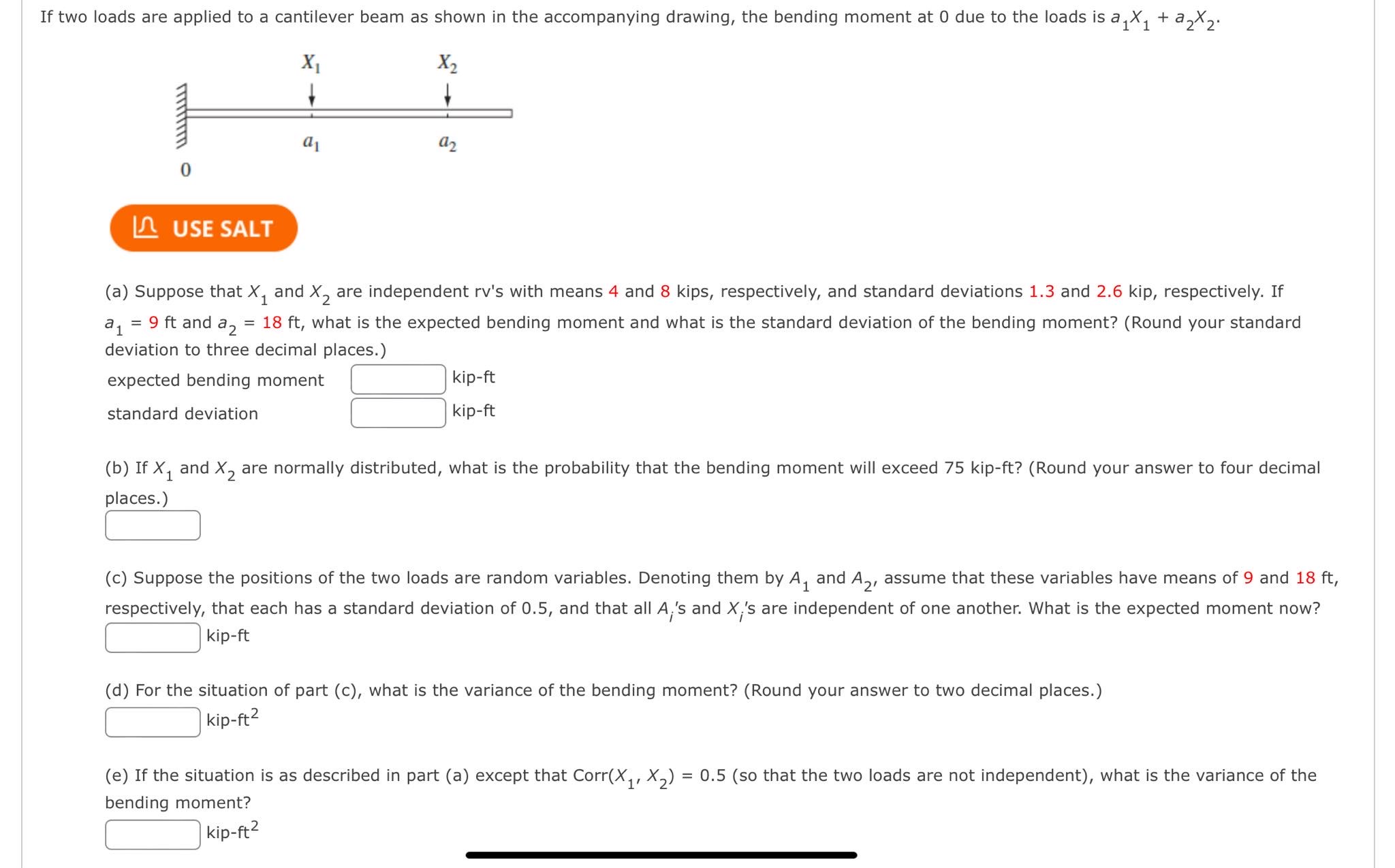 If two loads are applied to a cantilever beam as