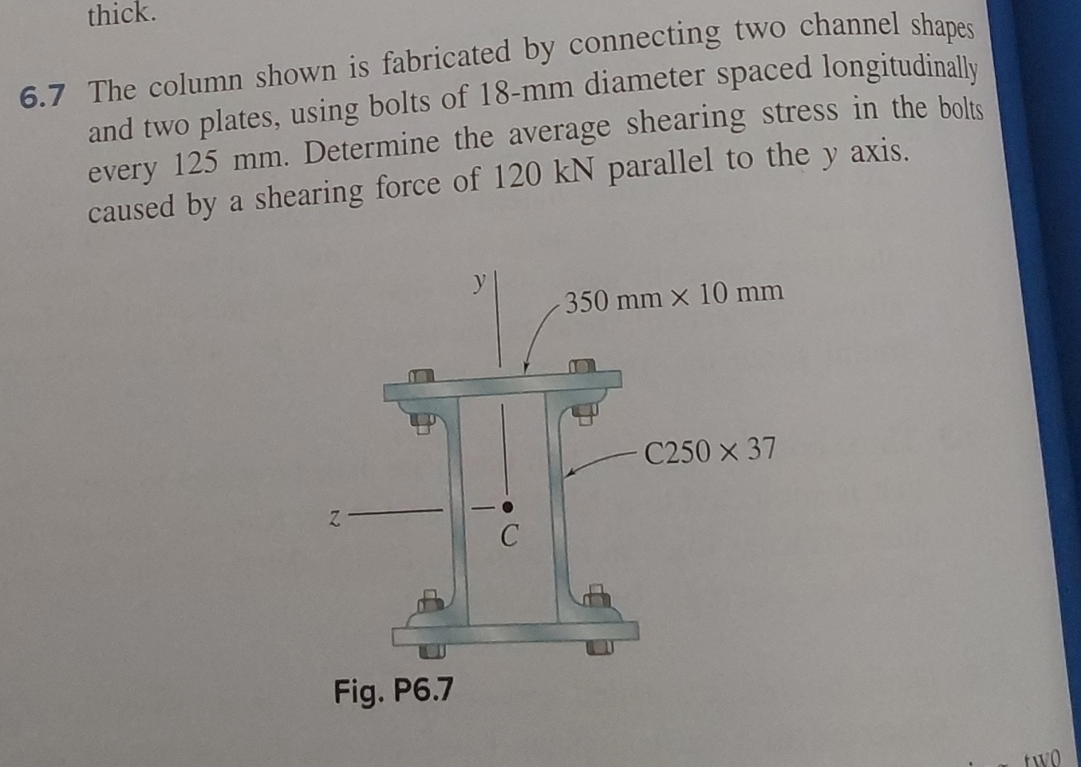 thick. 6 . 7 The column shown is fabricated by