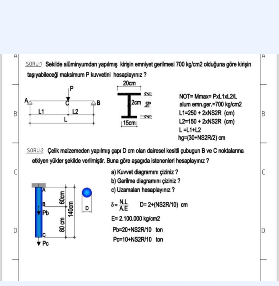 A SORU: 1 Sekilde al minyumdan yap lm kiri in