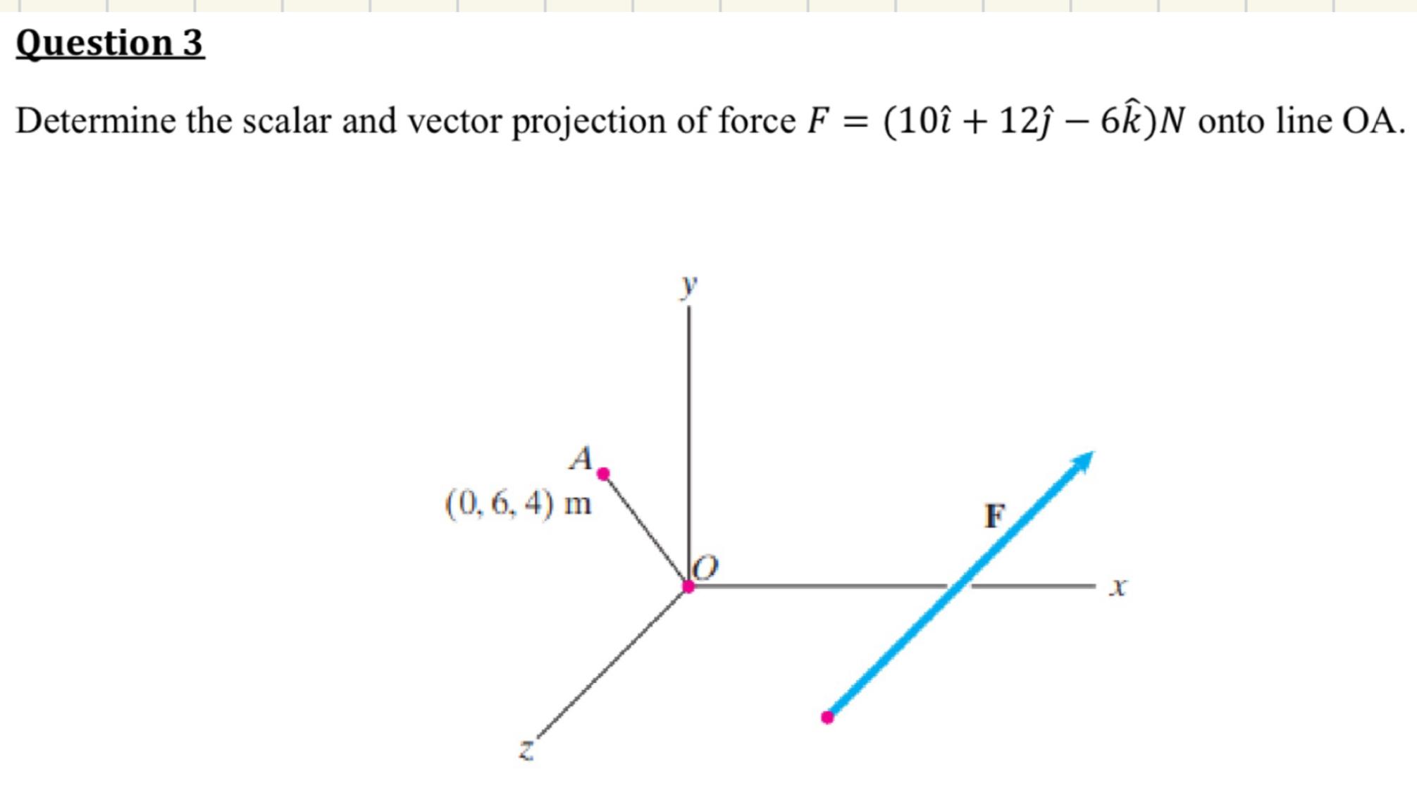 Question 3 Determine the scalar and vector