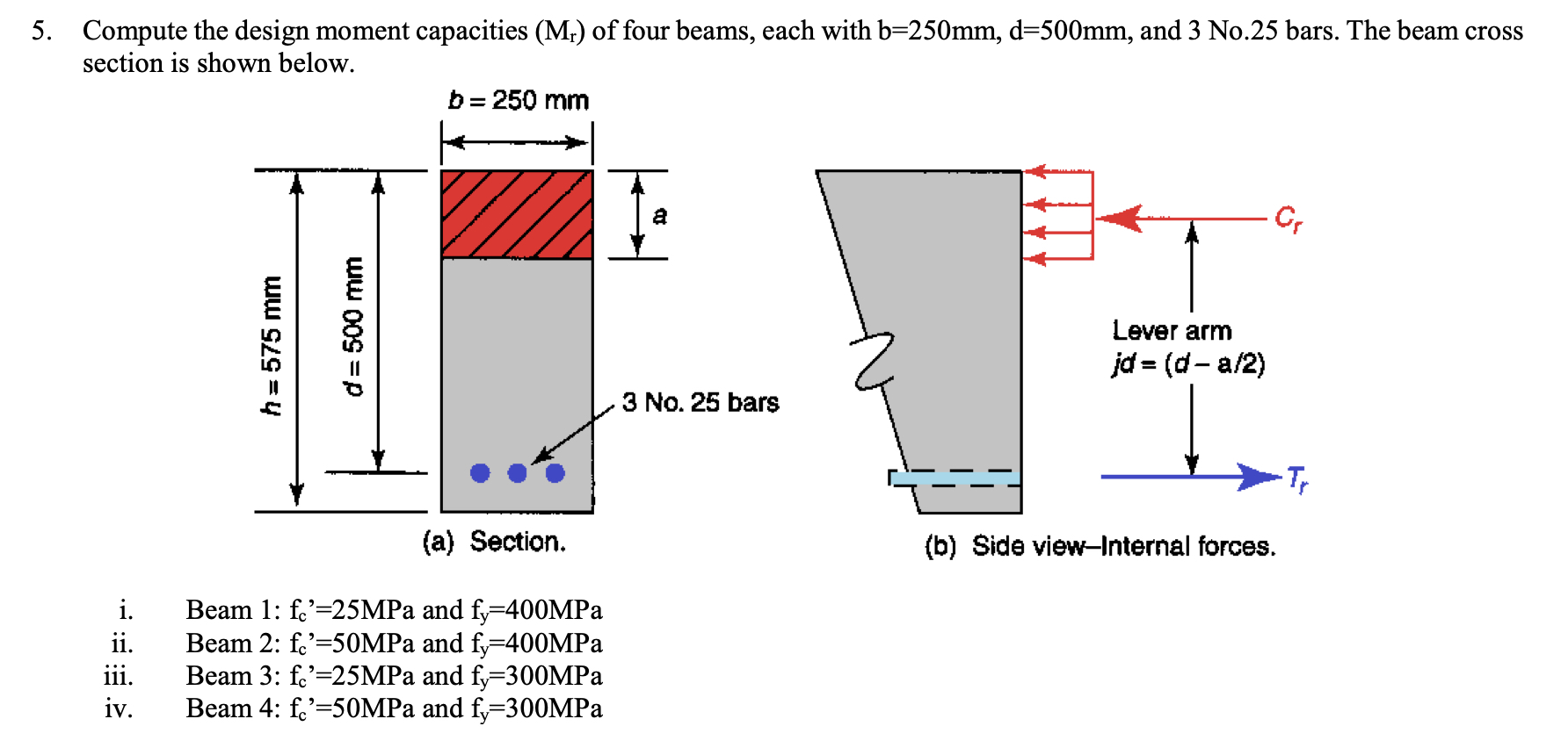 Compute the design moment capacities ( M r ) of