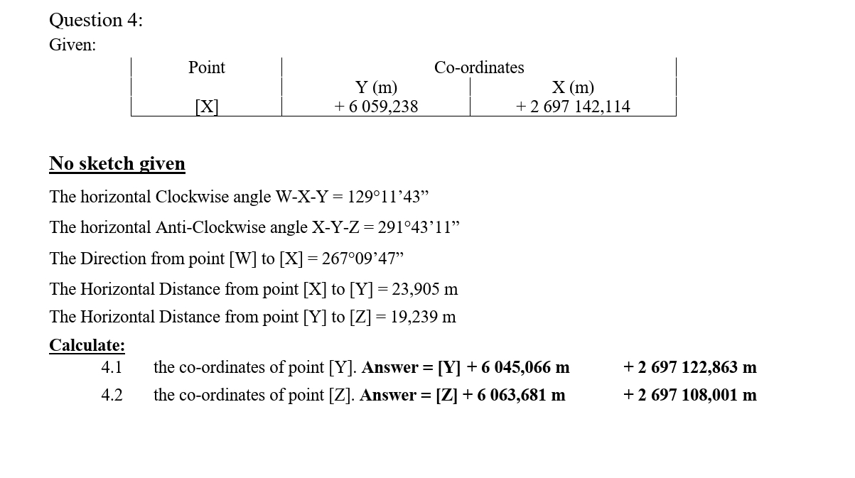 Question 4 : Given: \ table [ [ Point , Co -